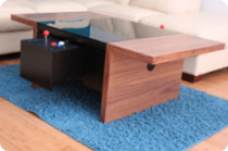 Dual arcade coffee table in walnut