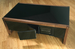 Arcane coffee table with computer and information display