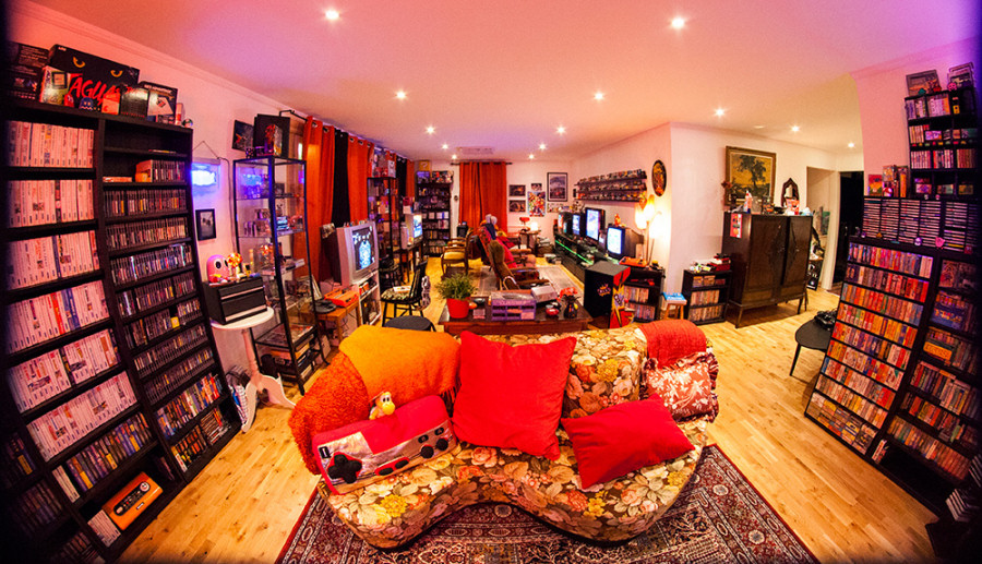 large retro video gaming room